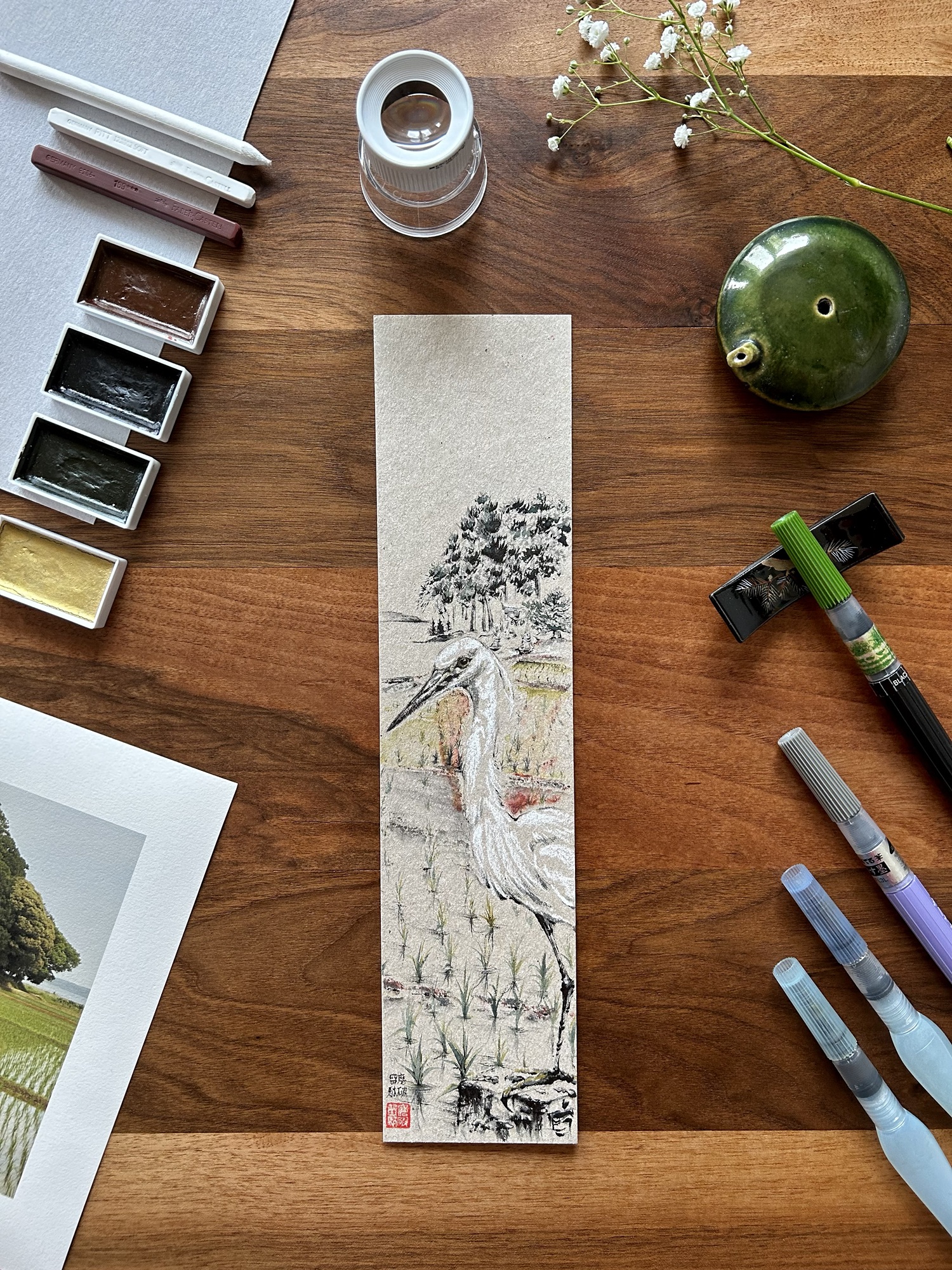 The rice field by Kashima shrine at noon. Documenting with care.